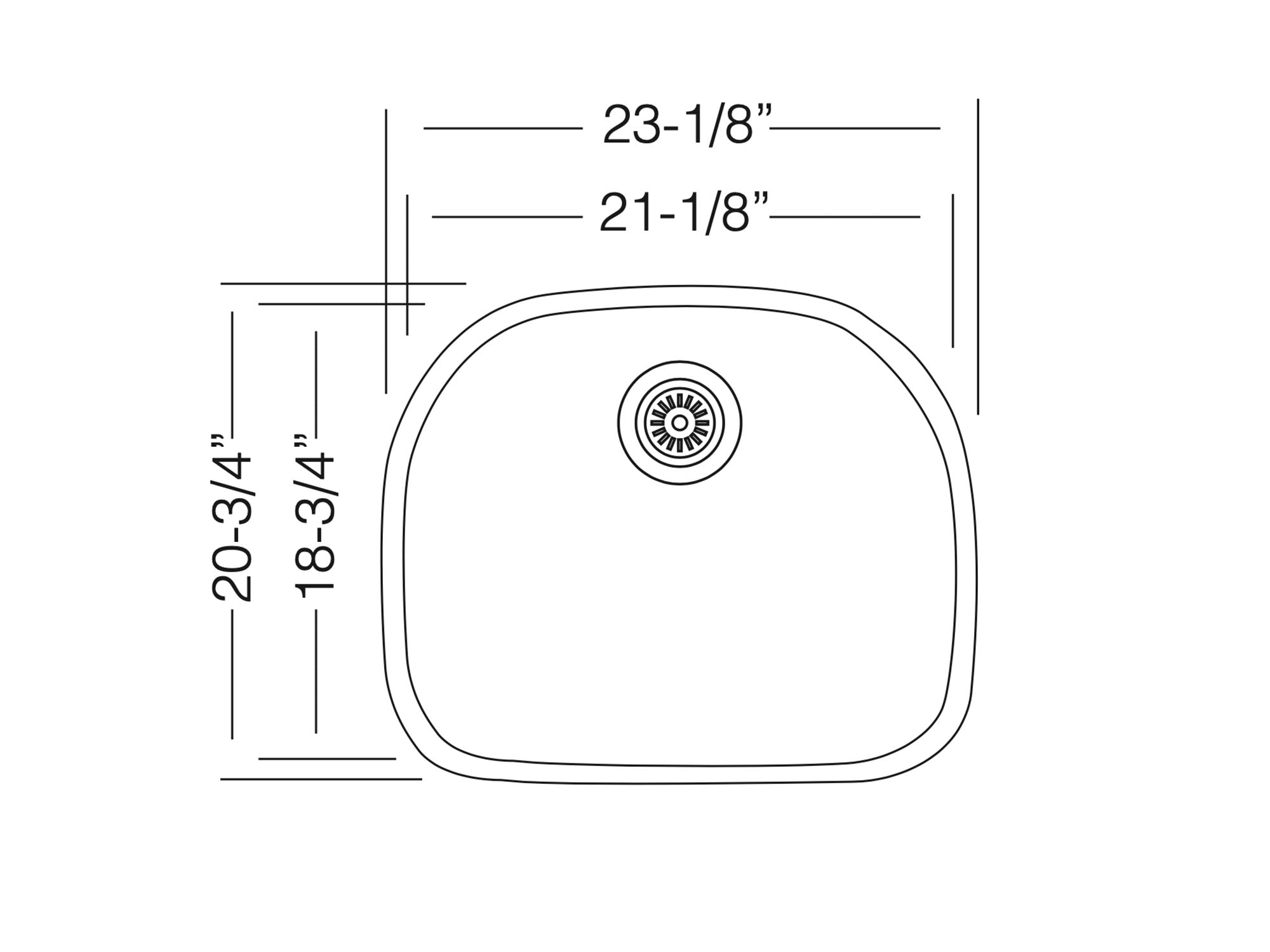 22 inch Stainless Steel Undermount D Shape Single Bowl Kitchen Sink - Classic 21 D - Sink Depot