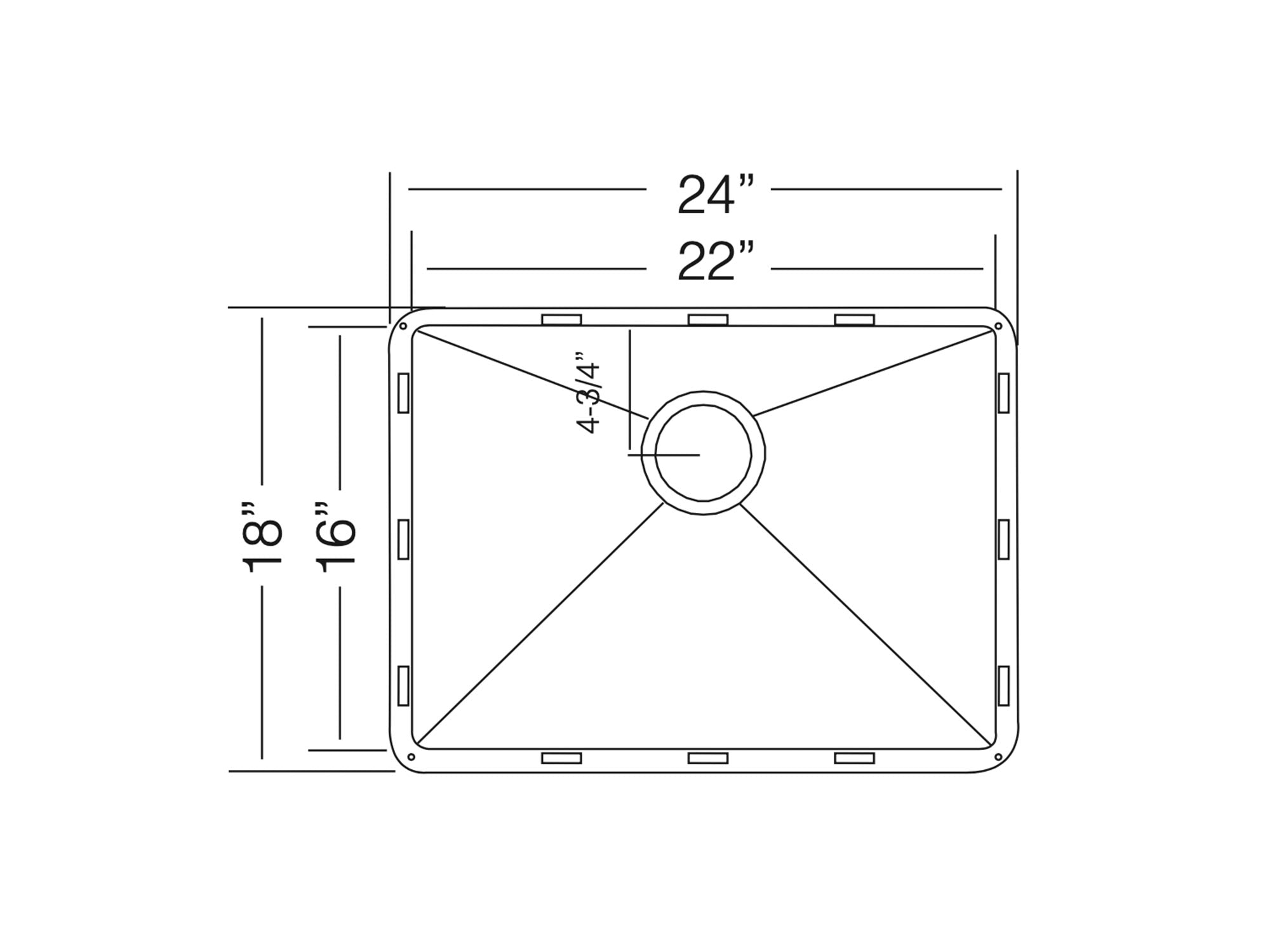 24 inch Stainless Steel Flush Mount Single Bowl Deep Utility / Laundry Sink - Dresden TZ DN560 - Sink Depot