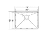 24 inch Stainless Steel Flush Mount Single Bowl Deep Utility / Laundry Sink - Dresden TZ DN560 - Sink Depot