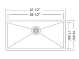 38 inch Stainless Steel Undermount Large Single Bowl Kitchen Sink - Pro 38 - Sink Depot