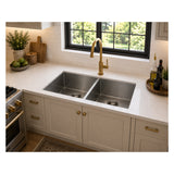 34 Inch Stainless Steel Undermount Kitchen Sink Double Bowl 50/50 - Sink Depot Zero 34 Double