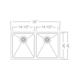 32 Inch Stainless Steel Undermount Kitchen Sink Double Bowl 50/50 - Sink Depot Pro 32 Double