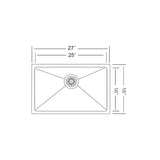 27 Inch Stainless Steel Undermount Kitchen Sink Single Bowl 16 Gauge - Sink Depot Pro 27