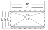 32-1/2 inch Flush Mount Large Single Bowl Workstation Sink - Milan TZ S773