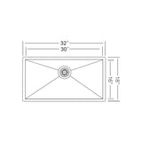 32 Inch Stainless Steel Undermount Kitchen Sink Zero Radius - Sink Depot Zero 32