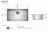 32 inch Flush Mount Large Single Bowl Stainless Steel Sink - Bologna TZ Z762