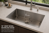 32 inch Flush Mount Large Single Bowl Stainless Steel Sink - Bologna TZ Z762