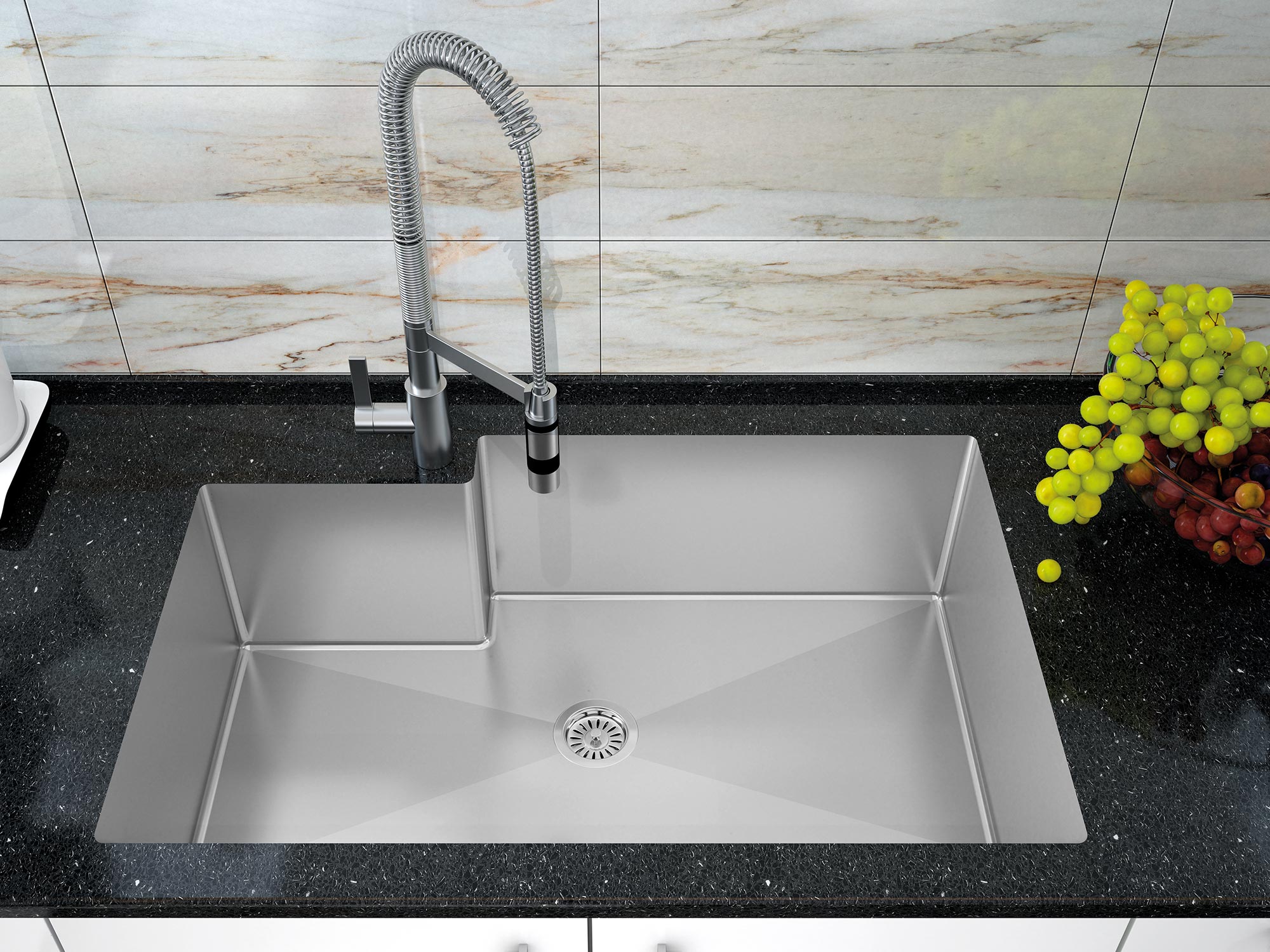 34 inch Flush Mount Reverse Single Bowl Stainless Steel Kitchen Sink - Bonn R TZ XR815 R - Sink Depot