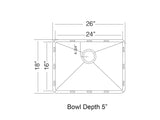 26 inch ADA Compliant Flush Mount Single Bowl Stainless Steel Sink - Geneva TZ C608 - Sink Depot