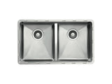 33 inch Flush Mount Medium Equal Double Bowl Stainless Steel Kitchen Sink - London TZ RS380.55 - Sink Depot