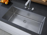 33 inch Stainless Steel Flush Mount Large Single Bowl Kitchen Sink - Lyon TZ RS 787 - Sink Depot