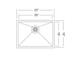 22 inch Stainless Steel Undermount Single Bowl Kitchen Sink - Pro 22 - Sink Depot
