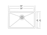 28 inch Stainless Steel Undermount Single Bowl Kitchen Sink - Pro 28 - Sink Depot