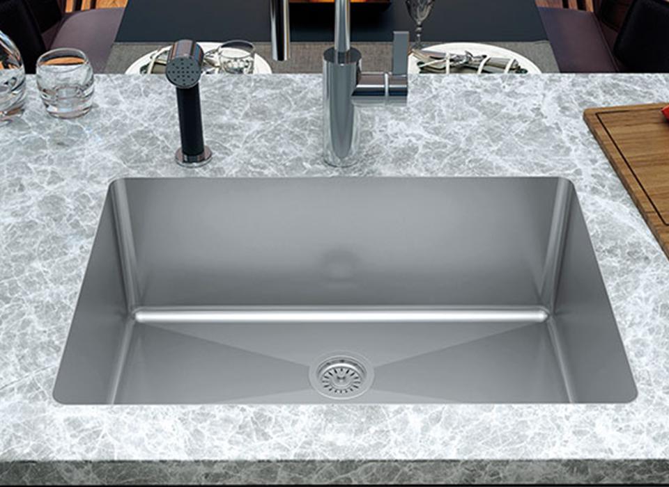 37-1/2 inch Flush Mount XL Single Bowl Stainless Steel Kitchen Sink - Jerusalem TZ RS900 - Sink Depot