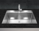 28 inch Flush Mount Large Single Bowl Stainless Steel Kitchen Sink with Low Deck - Seville TZ M662 - Sink Depot