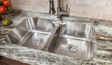 32 inch Flush Mount Medium Equal Double Bowl Stainless Steel Kitchen Sink - Venice TZ L360.55 - Sink Depot