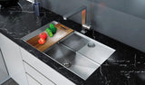 24-1/2 inch Flush Mount Single Bowl Stainless Steel Workstation Sink - Rome TZ S572 - Sink Depot