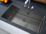 33 inch Stainless Steel Flush Mount Large Single Bowl Matte Black Kitchen Sink - Lyon TZ PRS787M - Sink Depot