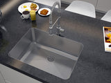 23-1/2 inch Flush Mount Single Bowl Stainless Steel Kitchen Sink - Valencia TZ D556 - Sink Depot