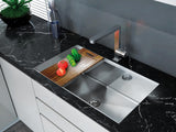 32-1/2 inch Flush Mount Large Single Bowl Workstation Sink - Milan TZ S773 - Sink Depot